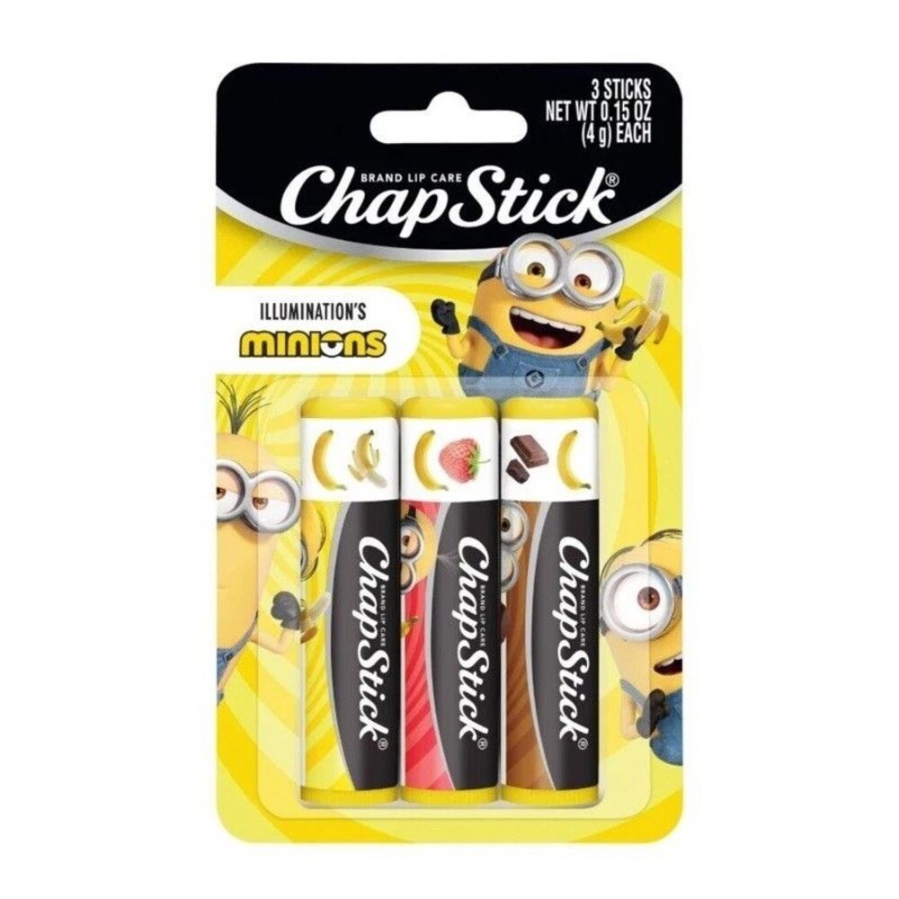 ChapStick Minions Banana-Nana Lip Balm 3-Pack: Despicably Fun, Moisturizing Lip
